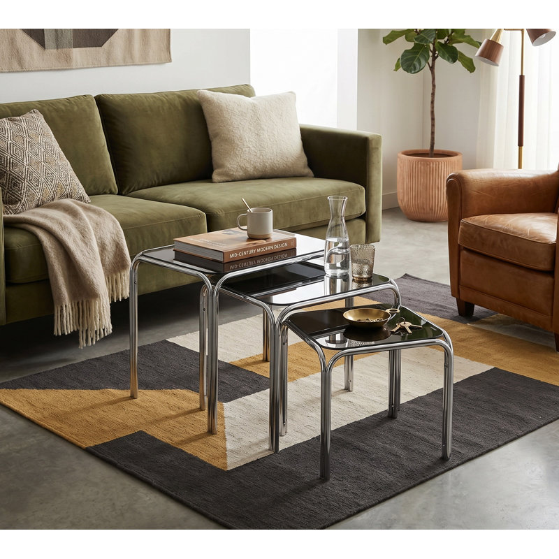 Irwin Glass Top Nesting Tables, Black