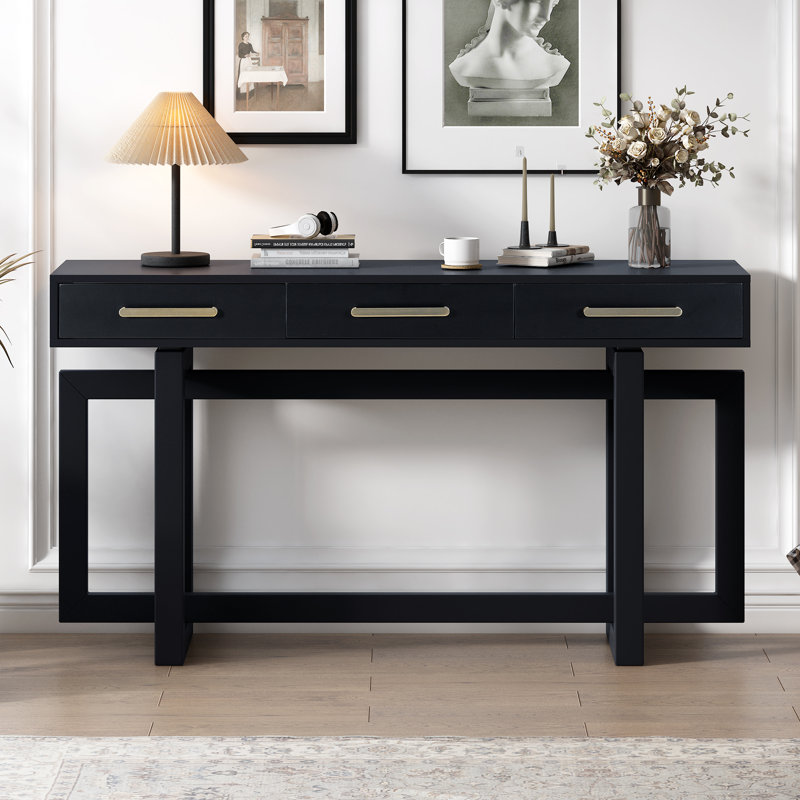 Modern Minimalist Console Table, Black