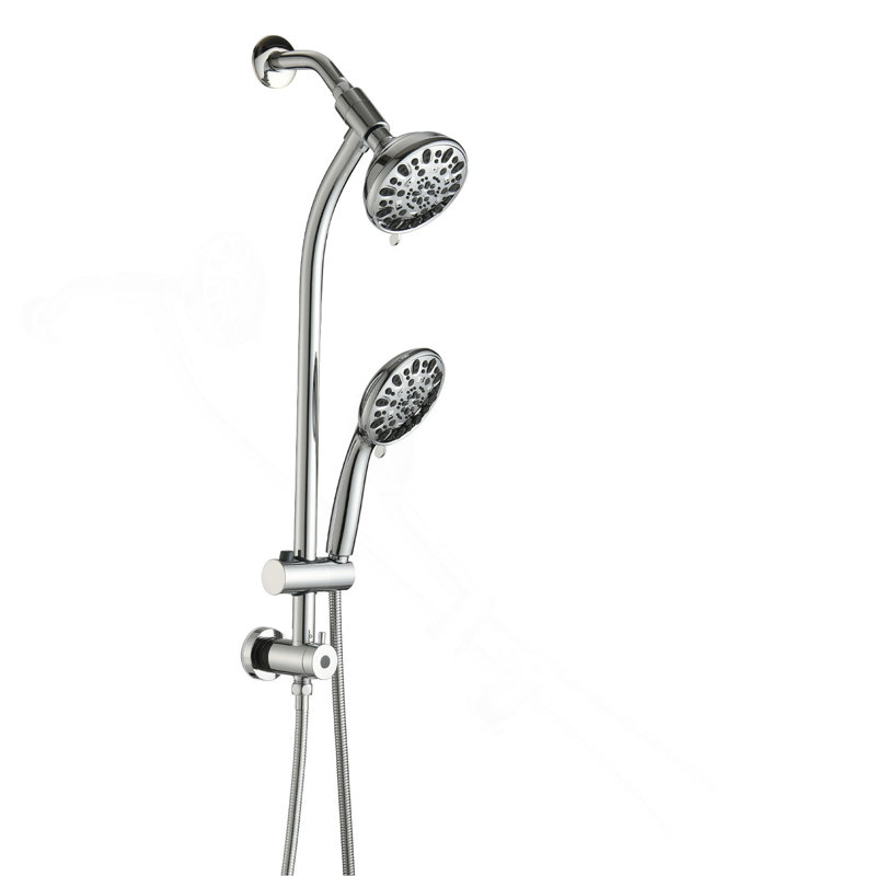 No-Tool Installation 5 Inch Rain Shower & 7-Spray Handheld Combo with 26" Adjustable Slide Bar, Dual Flow 1.8GPM WaterSense​