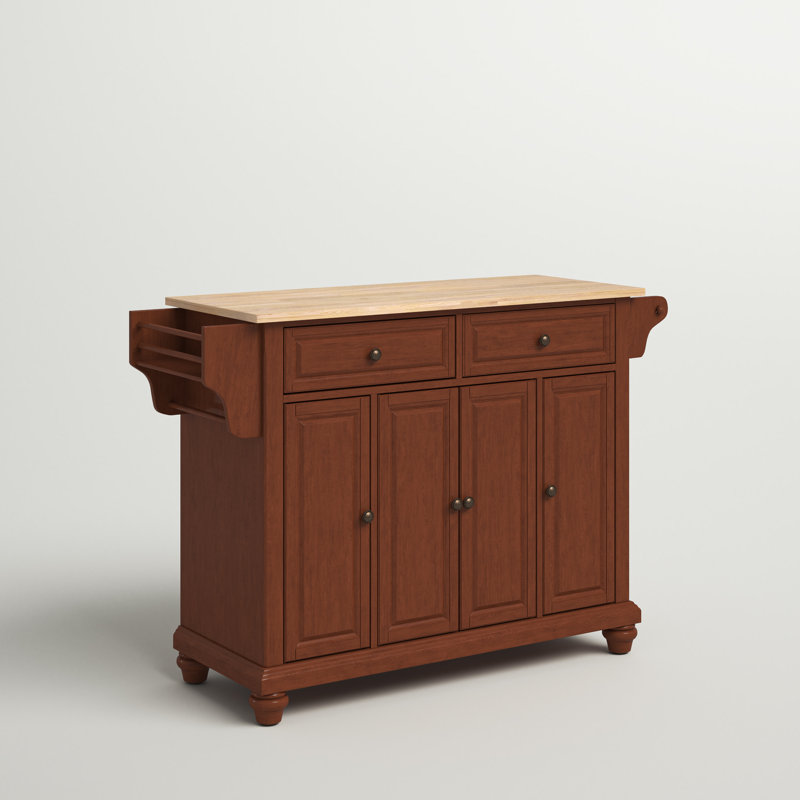 Van Granite Top Kitchen Cart, Classic Cherry, Natural Wood