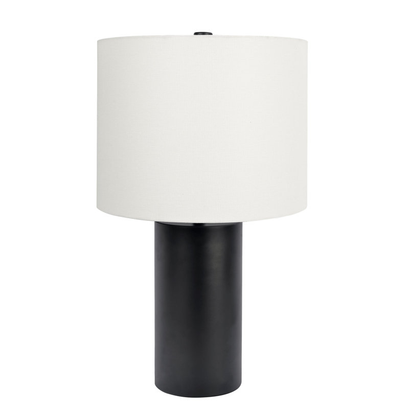 Aura Black Table Lamp with On/Off Switch Black Block Base