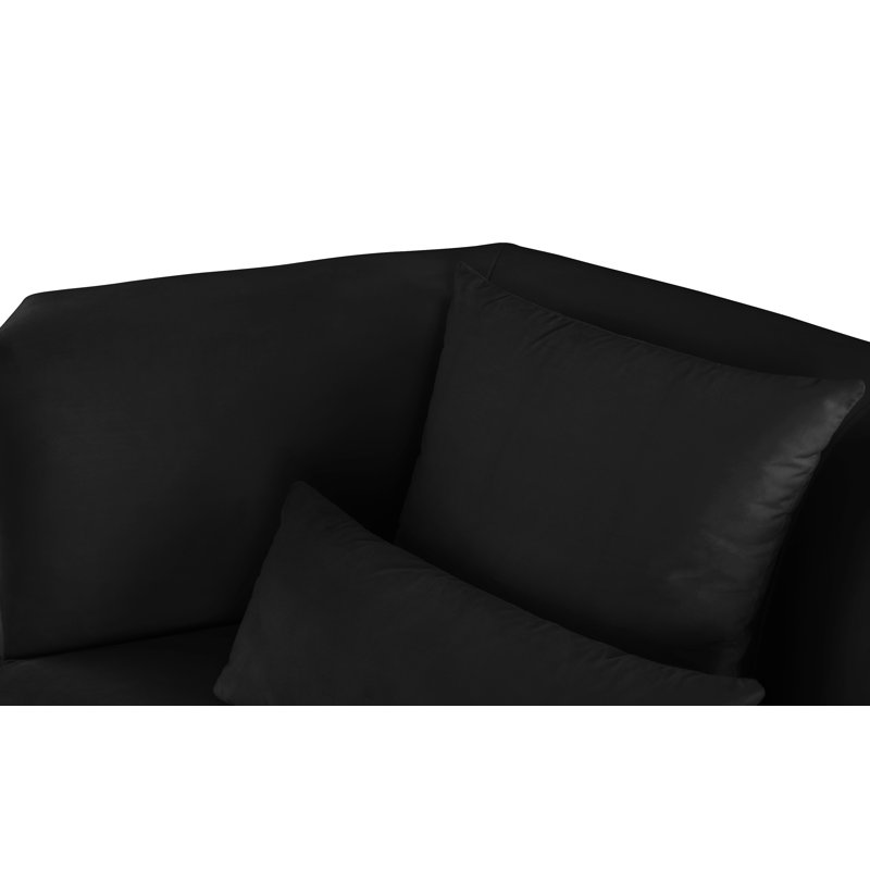 Marquis 47.75" Wide Velvet Armchair, Black Velvet