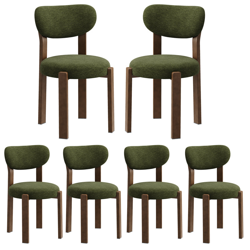 Tangela 48 cm H Fabric Side Chair, Green, Walnut