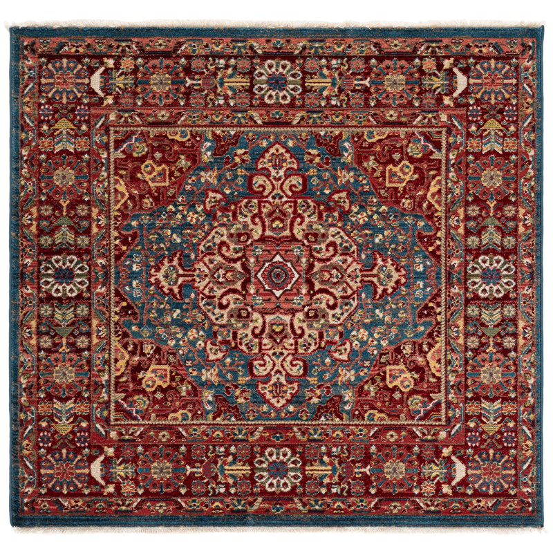 Tapis performance oriental Kurtz, Carré 6 pi 7 po, Blue/Red