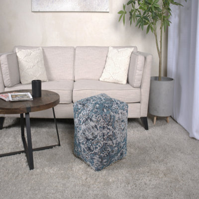 Square Pouf Ottoman - Blue