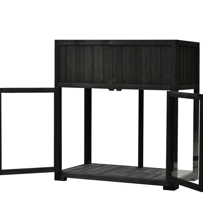 Cadre froid à froid, 100% bois de sapin, portes en polycarbonate, lit surélevé avec doublure, roues miniatures pour plantes, drainage, réglable