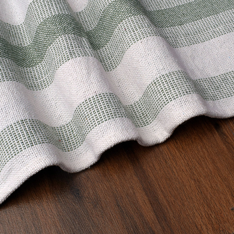 Navaneeth Rectangle Striped Cotton Table Runner, Green