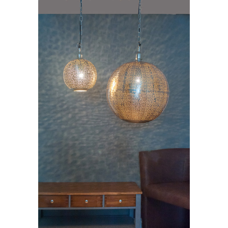 Itzel 1 - Light Nickel Inside Gold Sphere Pendant