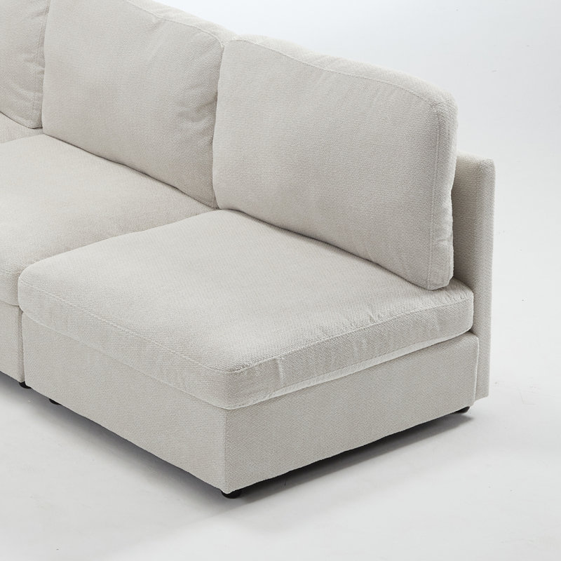 8 Piece Modular Sectional Sofa, Beige Polyester Blend