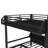 Queen Over Queen Multifunctional metal Bunk Bed With Storage Shelves And Drawers, Featuring Led Light Strips And Usb Ports, Lower Bed Converts Into A Sofa, Black-1316268700-1316268691