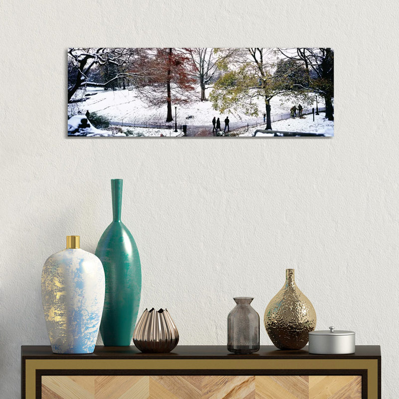 High Angle View Of A Group Of People In A Park, Central Park - Wrapped Canvas Panoramic Print