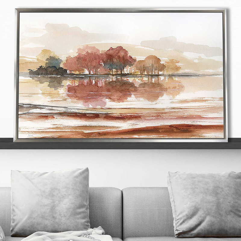 Earthy Dreams par Nan - Peinture, Cadre flottant argent, H 39,5 po x l 63,5 po x P 2 po