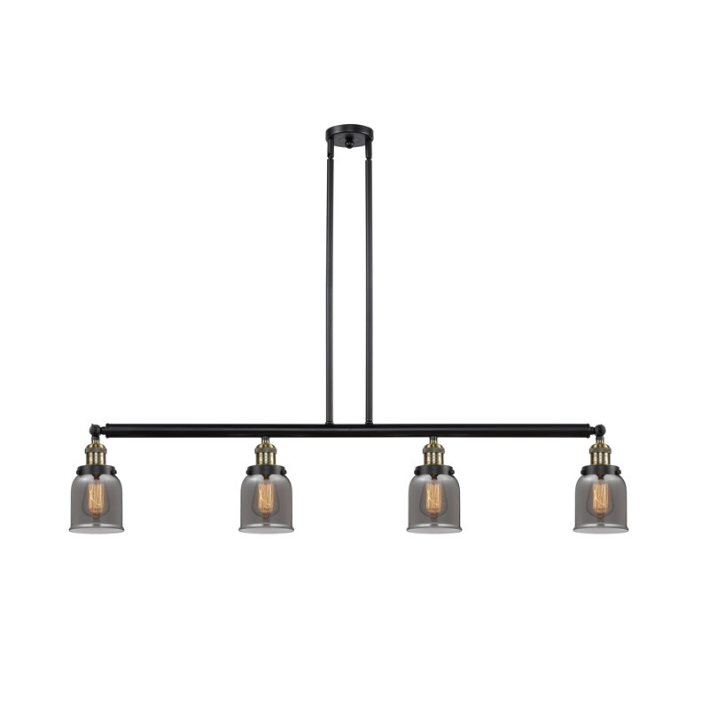 Luminaire suspendu linéaire à 4 lumières pour îlot de cuisine Analis, Fumée plaquée, Laiton antique noir