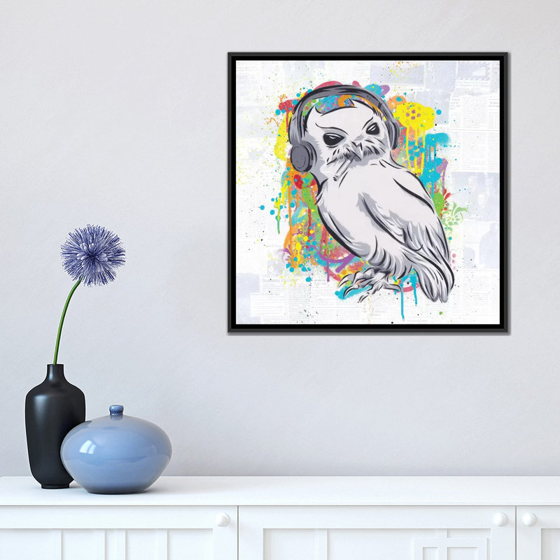 « the oiseau », reproduction d’impression sur toile, H 18 po x l 18 po x P 1,5 po, Toile avec cadre noir, Pas de tapis