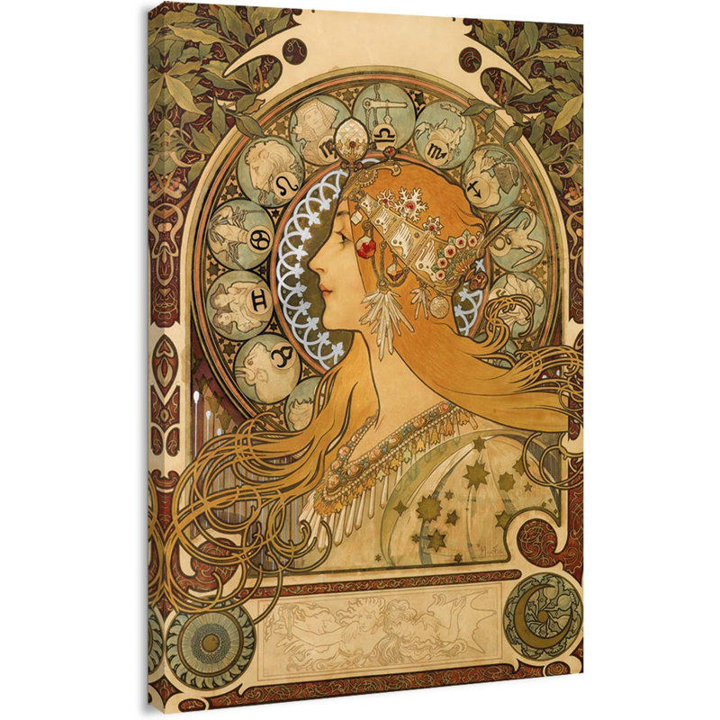 Reproduction classique d'Alphonse Mucha sur zodiaque sur toile par Alphonse Mucha