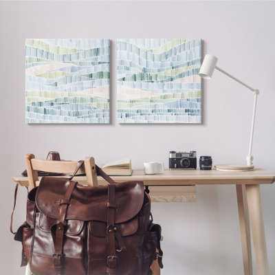 " Modern Abstract Nautical Landscape Wavy Striped Pattern " by Grace Popp 2 - Pieces