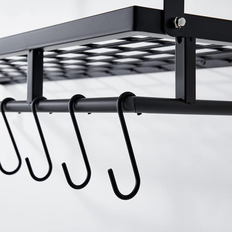 Prep & Savour Wall Mounted Pot Rack Metal in Black, Size 3.1 H x 15.7 W x  11.8 D in, Wayfair, Organization