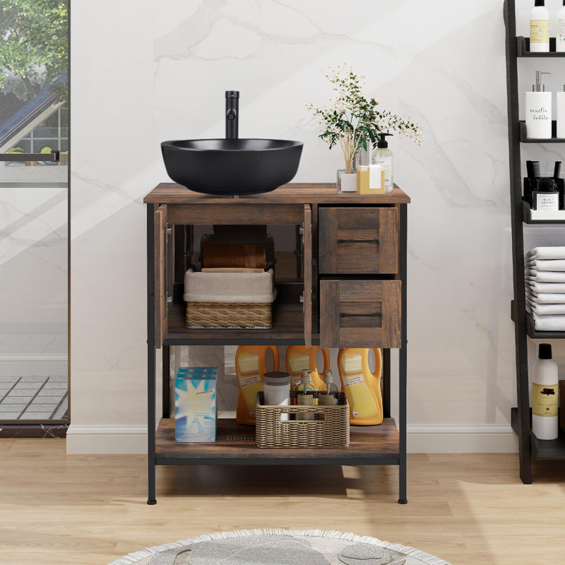 Meuble-lavabo simple 30 po avec lavabo sur pied Farmhouse, Noir