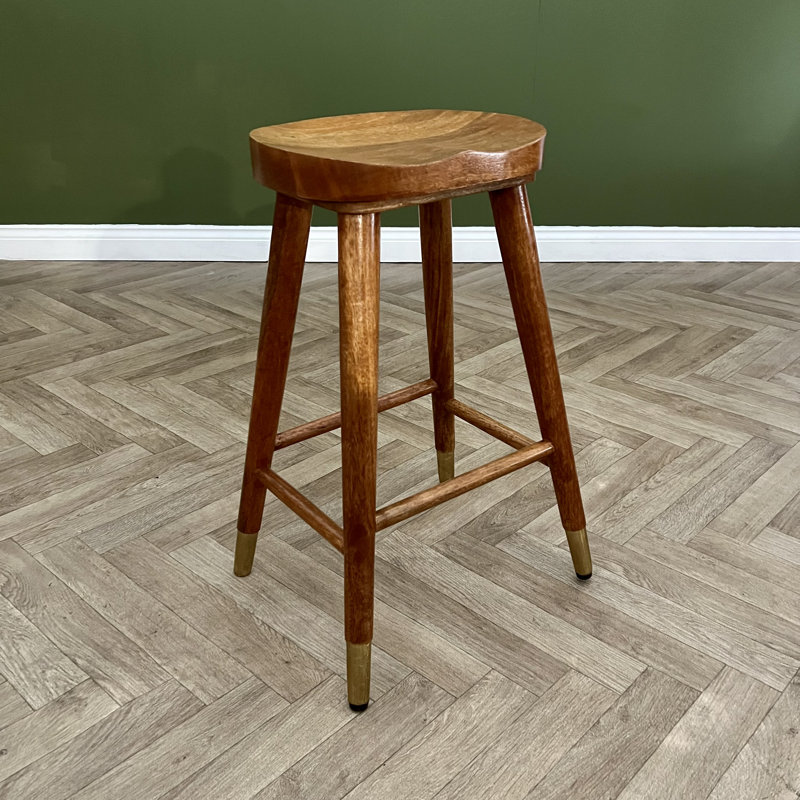 Generosa Counter Stool with Solid Wood Frame, Light Oak
