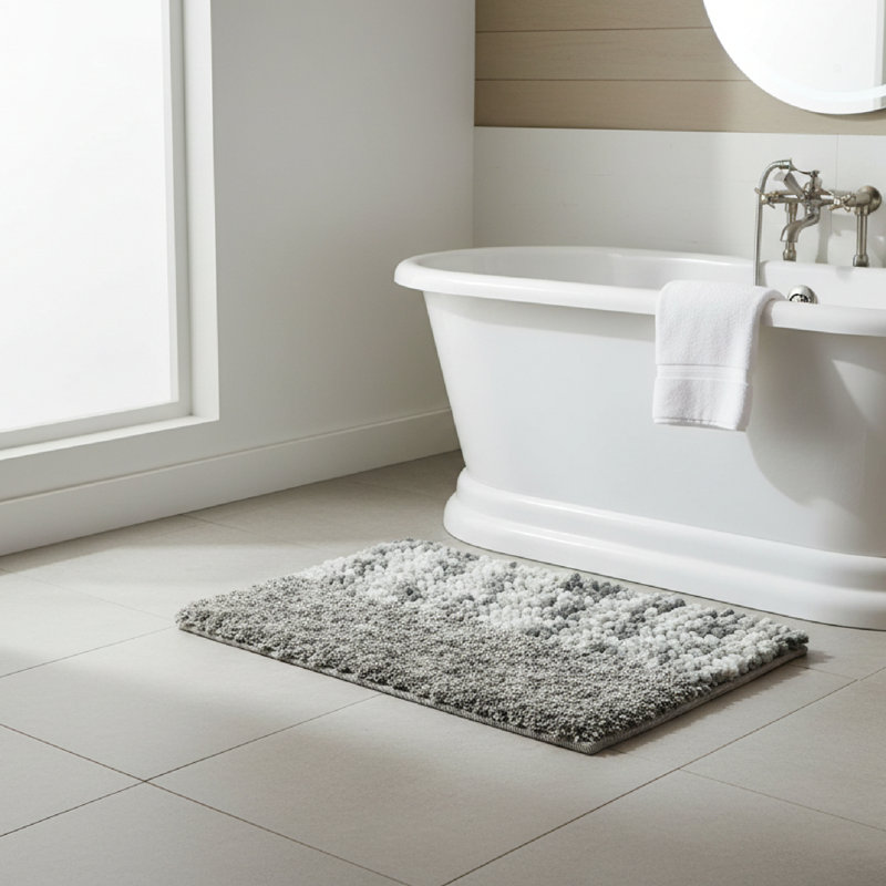 Haight Poly-Cotton Handwoven Bath Mat Grey - Tonal, Gray