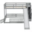 Lit simple superposé au dessus d'un lit double avec glissade, bois de pin, couleur grise, escalier de rangement, garde-corps, sensation de chambre à coucher en bois massif, raffinement
