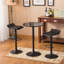 Table de bar à hauteur réglable avec tabourets pivotants en cuir-206062776-206062775