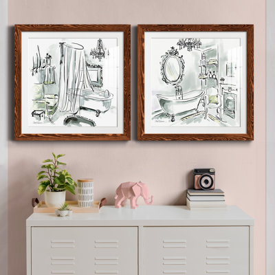 " Opulent Bath I " 2 - Pieces Painting Print