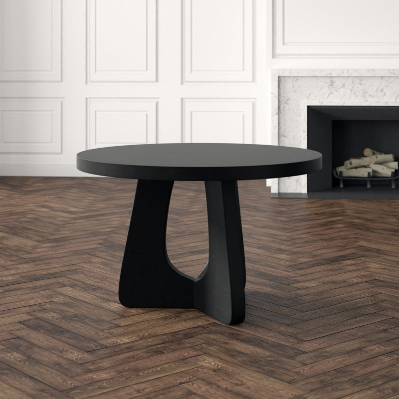 Nobuko Round Mahogany Wood Dining Table, 48" L x 48" W