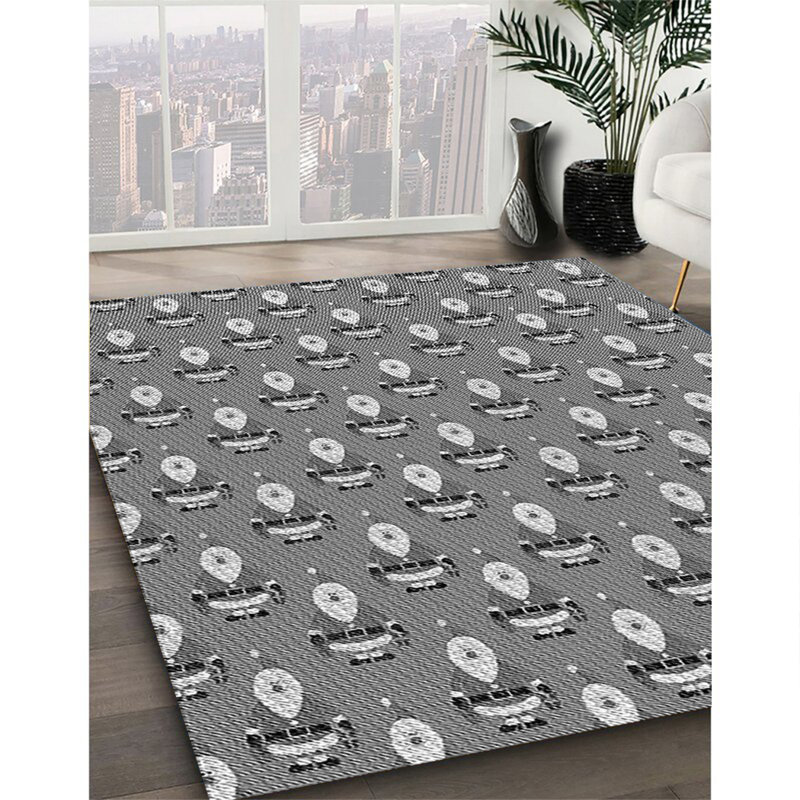 Tapis gris rectangulaire tissé à la machine 8 pi x 10 pi