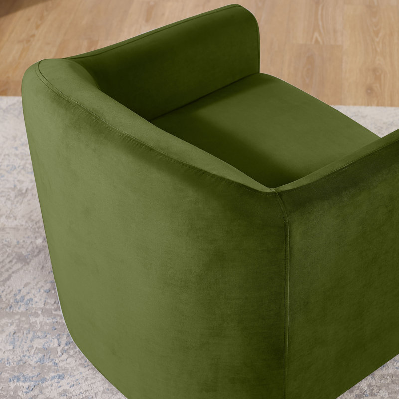 Divaraj Upholstered Barrel Chair, Olive Green Velvet