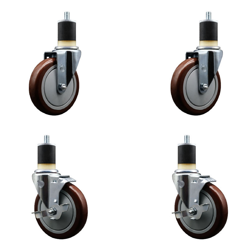 Ensemble de roulettes extensibles pivotantes en poly 1-7 / 8 pouces 2 roues SCC