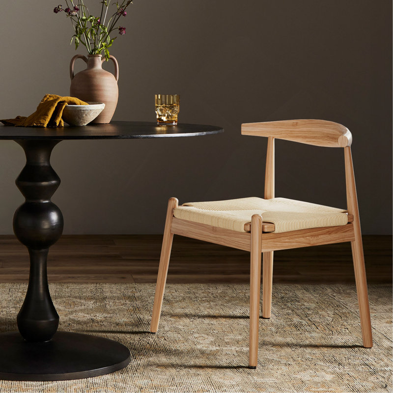 Ensemble de 2 chaises de salle à manger de style Mid-Century avec structure en chêne massif et siège tissé à la main Weave