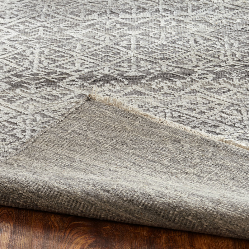 Wool Geometric Area Rug in Gray, Rectangle 10' x 14'