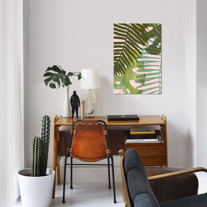 « tropical enchevêtrer i », art sur toile, H 26 po x l 18 po x P 1,5 po, Toile tendue, Pas de tapis