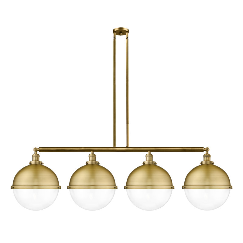 Luminaire suspendu linéaire à 4 lumières pour îlot de cuisine Alisbha, H 50 po x l 57,5 po x P 12,88 po, Blanc mat