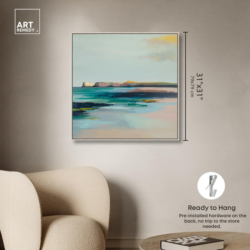 «Coastal Views», reproduction d'art sur toile par Art Remedy, H 30 po x l 30 po, Cadre argenté