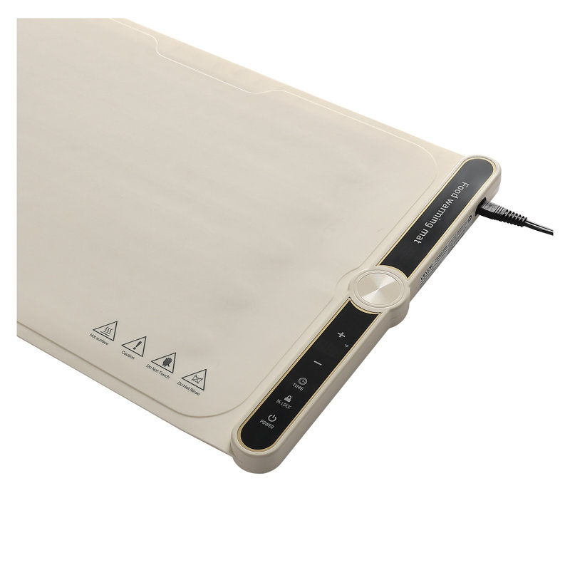 Plateau chauffant électrique en silicone avec 9 réglages de température et minuterie, tapis chauffant à roulettes portable pour les fêtes et la restauration