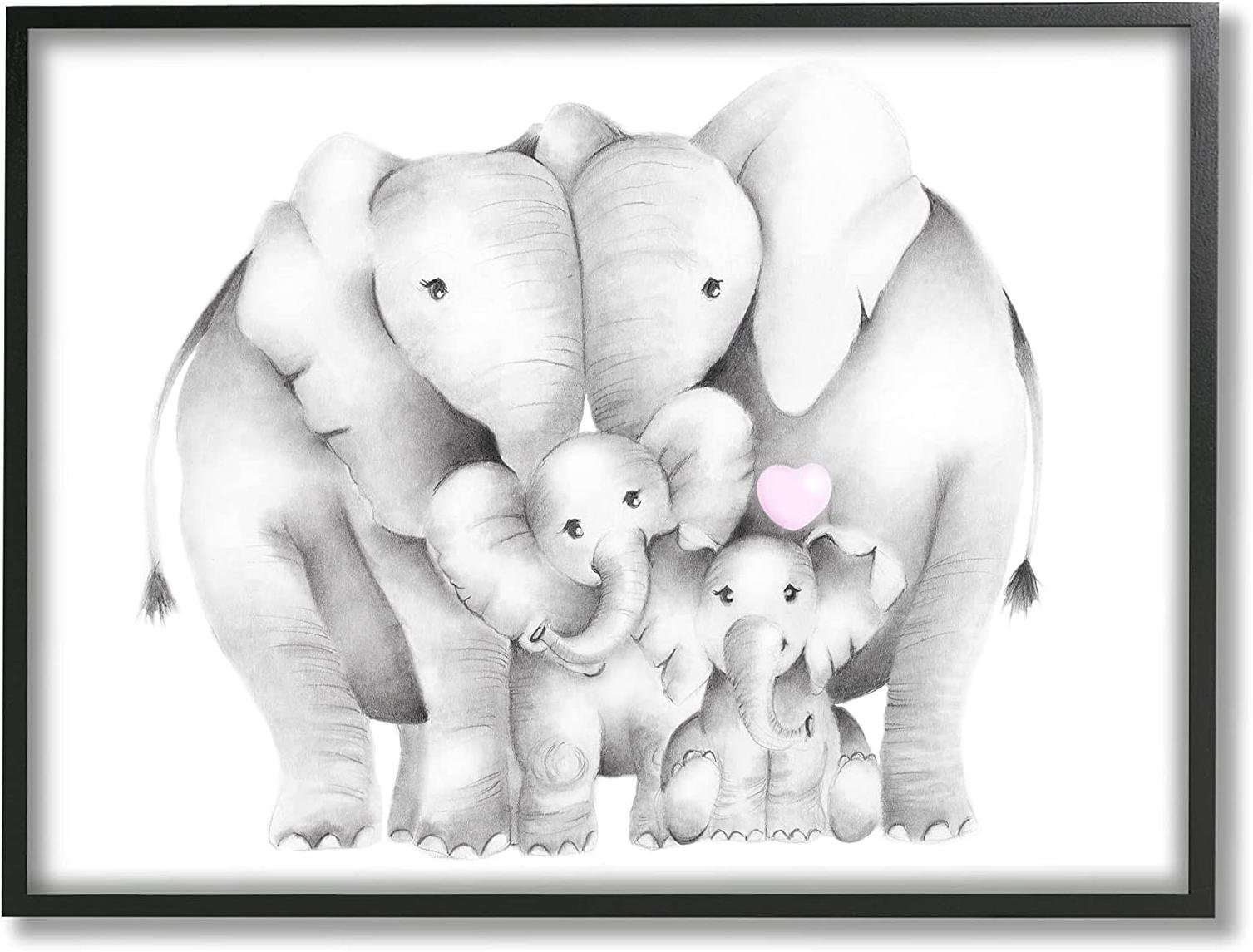 Bungalow Rose Baby Elephants With Family Cute Heart