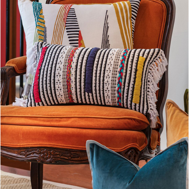 Cairo Embroidered Cotton Throw Pillow