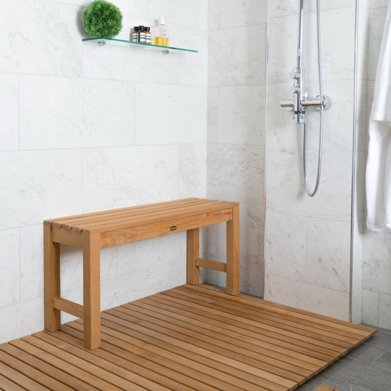 Elegant Teak Spa Shower Bench with Rounded Edges