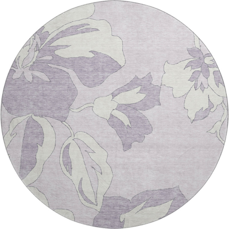 Premium Machine Washable Prisco Lavender Rug, Round 8'