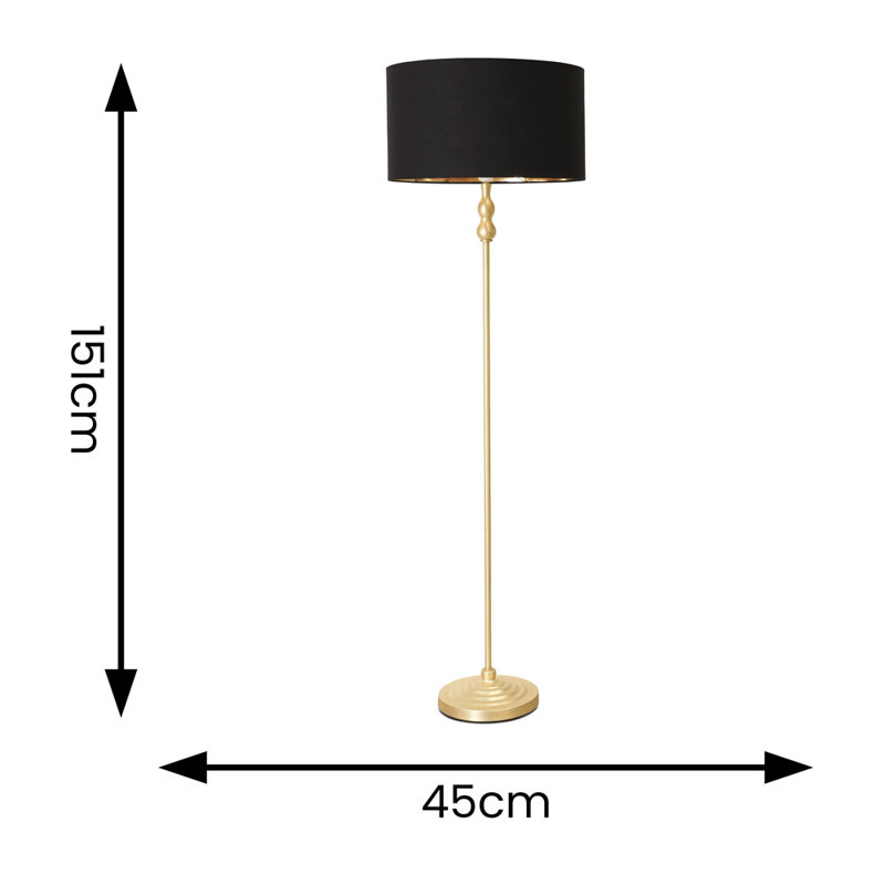 Reselva 151cm Traditional Floor Lamp, Black, Gold