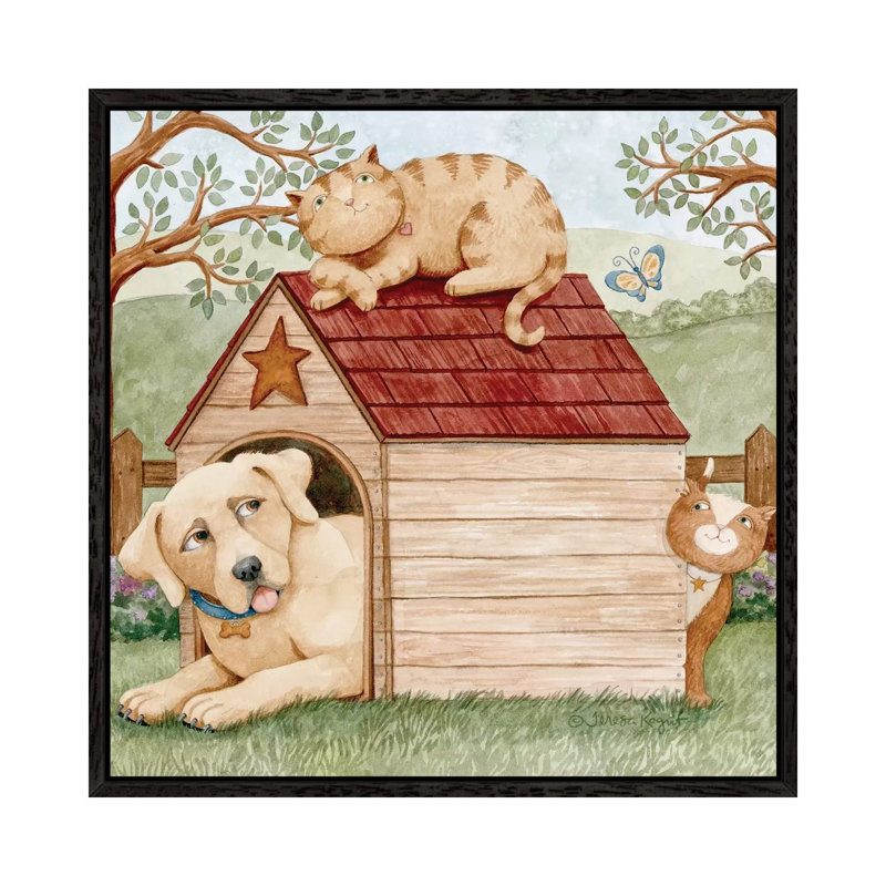 Furry Friends by Teresa Kogut - Painting on Canvas, Black Framed, 66.04cm H x 66.04cm W x 3.81cm D