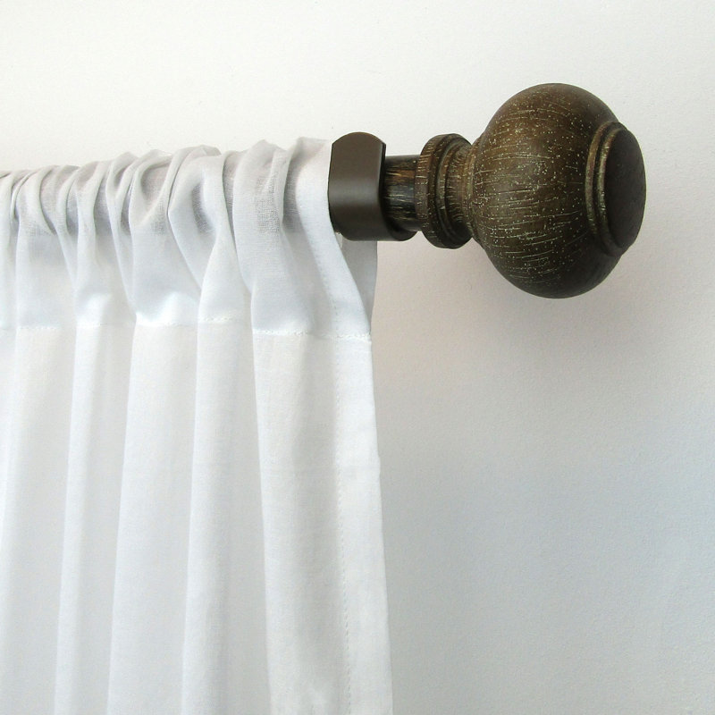 Tringle à rideau ajustable Samir Rustic, L 86 po x L 120 po, Noyer antique