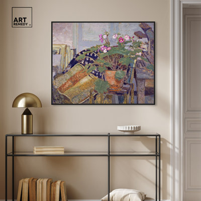 Pot de fleurs, art mural rétro sur toile par Art Remedy