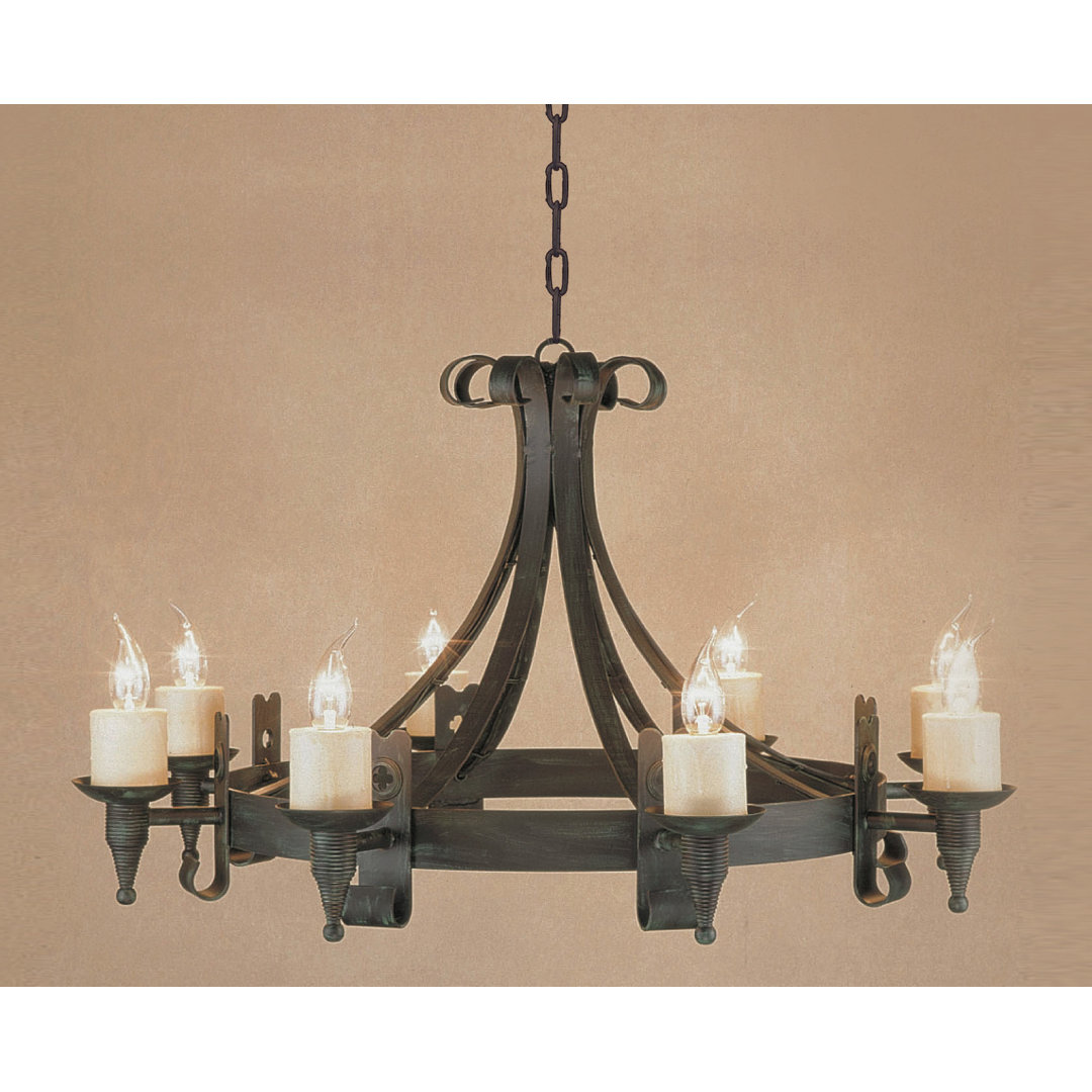 Grandfield 8 - Light Waggon Wheel Chandelier