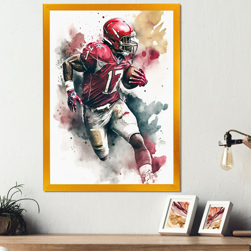 «Football Player on Field II», reproduction rectangulaire sur toile, L 30 po x H 40 po x P 1,5 po, Cadre photo doré