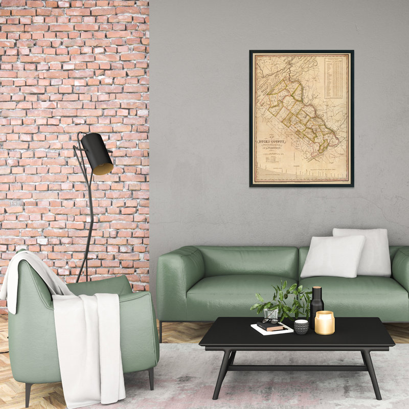 1831 Bucks County Pennsylvania Map, art mural, H 32 po x l 24 po x P 0,1 po
