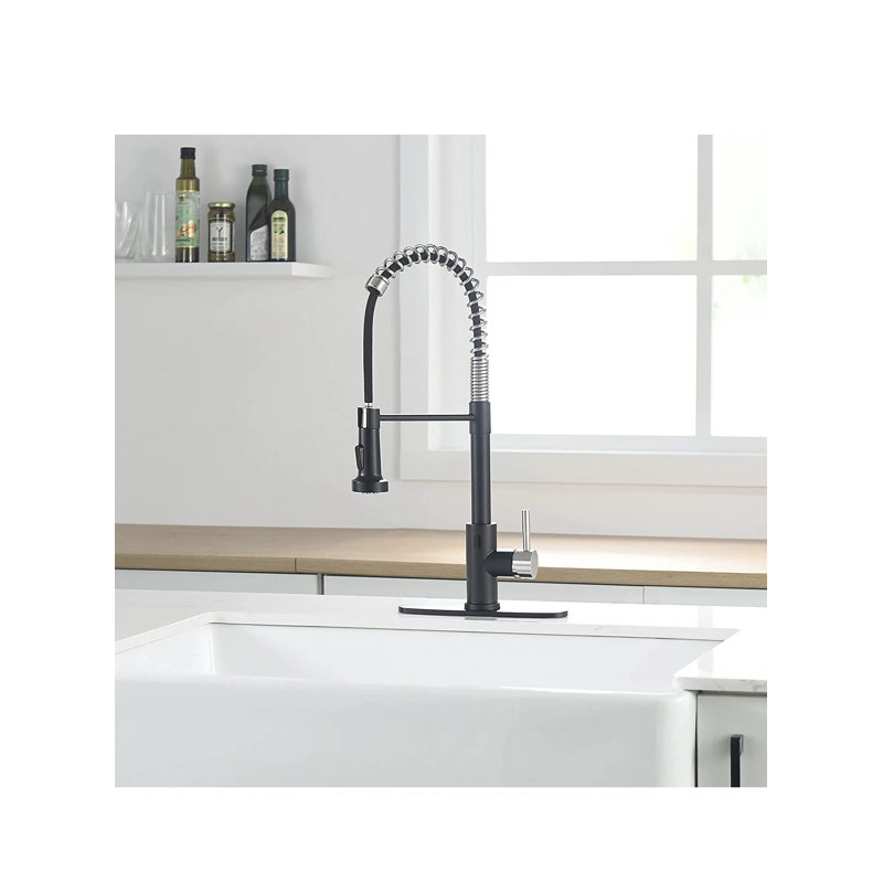 AvaMalis Pull Down Kitchen Faucet, Black/Nickle