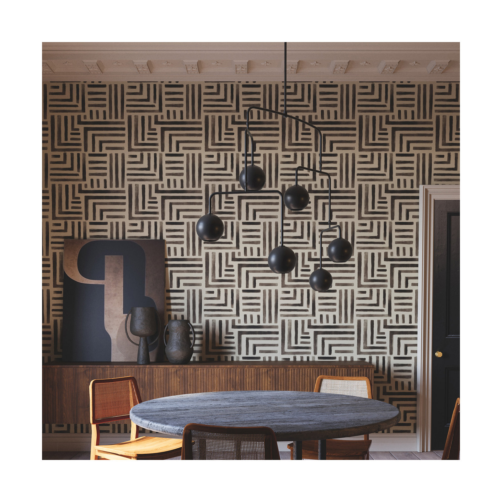 Unpasted Abstract Wallpaper, Gray